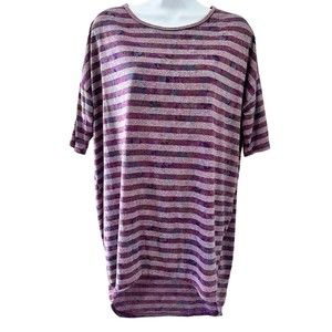 Lularoe Mid Sleeve Irma Purple Striped Tee Shirt Tunic Size S